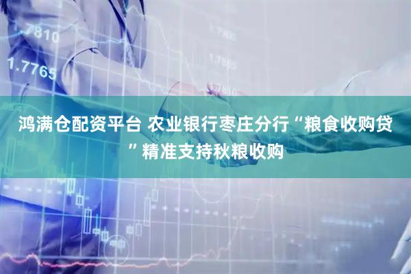 鸿满仓配资平台 农业银行枣庄分行“粮食收购贷”精准支持秋粮收购