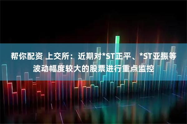 帮你配资 上交所：近期对*ST正平、*ST亚振等波动幅度较大的股票进行重点监控