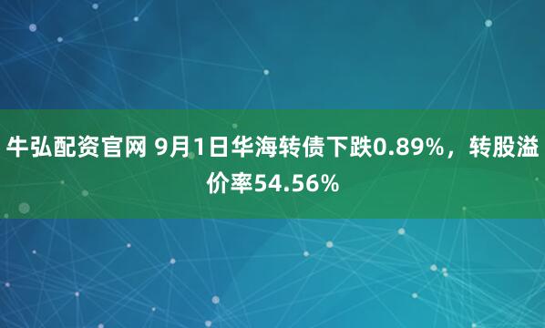 牛弘配资官网 9月1日华海转债下跌0.89%，转股溢价率54.56%